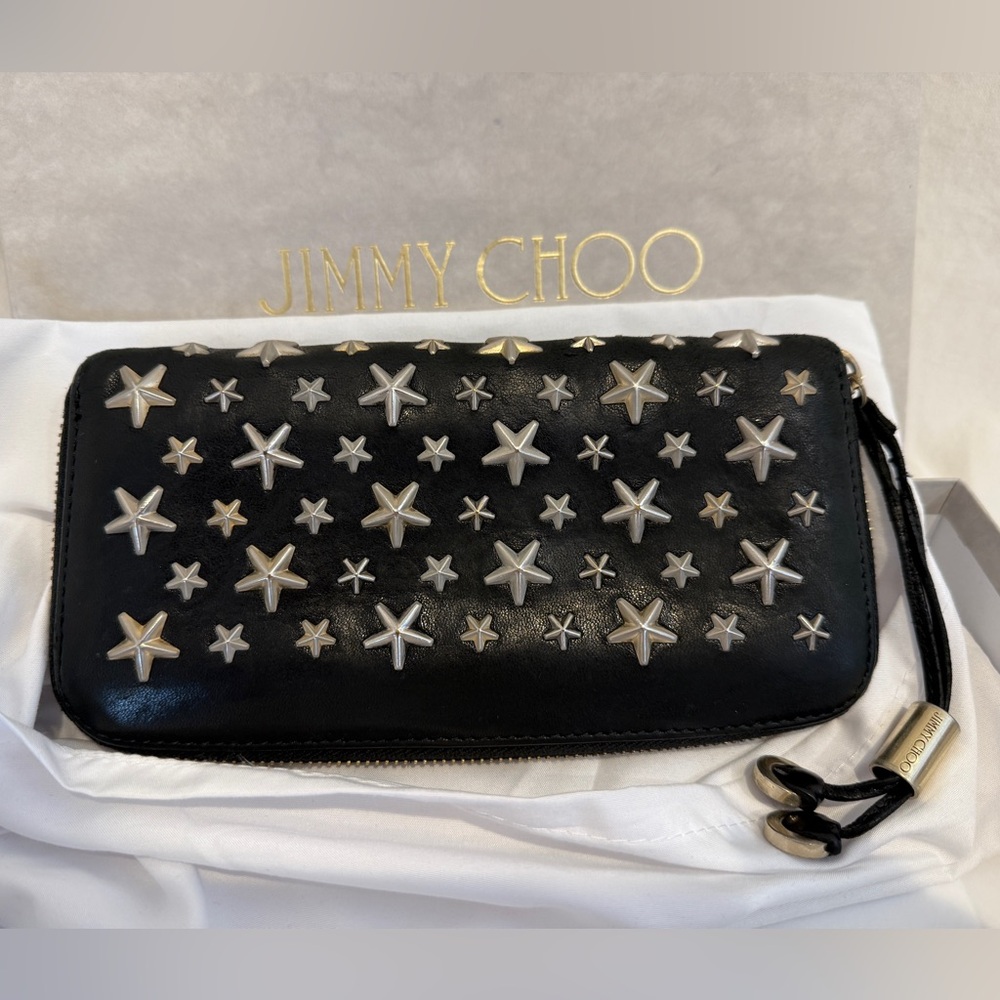 Jimmy Choo Filipa Star Studded Wallet with box, dust bag, and COA.